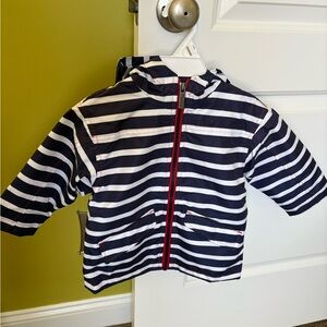Hatley kids rain jacket. Navy white strip size 2. Excellent condition. Lined